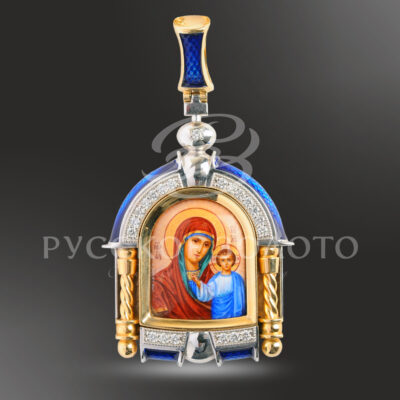 Икона из золота, с бриллиантами и эмалью
