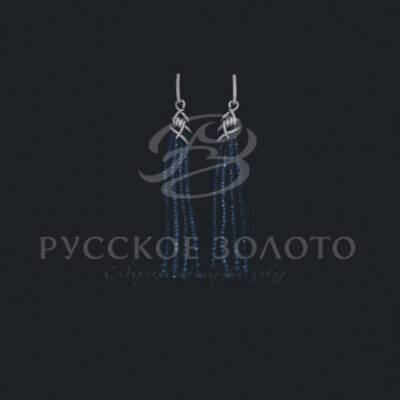 Серьги из белого золота с бриллиантами и сапфирами