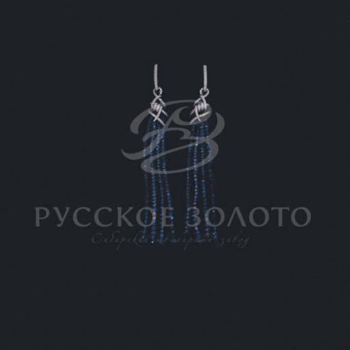 Серьги из белого золота с бриллиантами и сапфирами