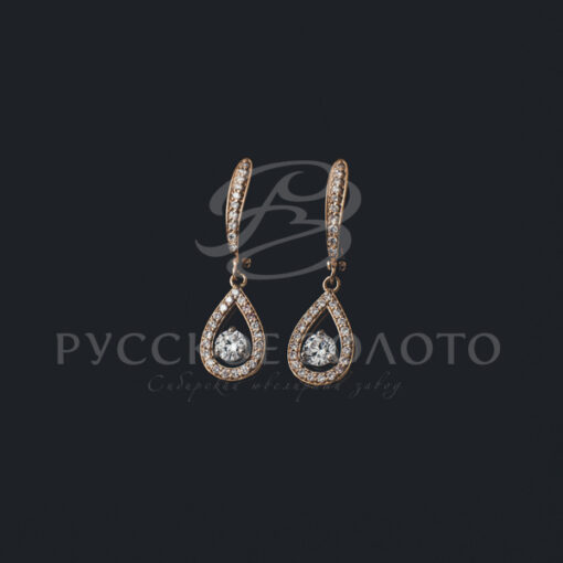 Серьги из красного золота с бриллиантами