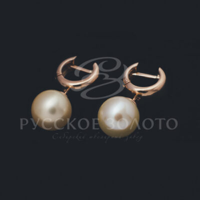 Серьги из красного золота с жемчугом