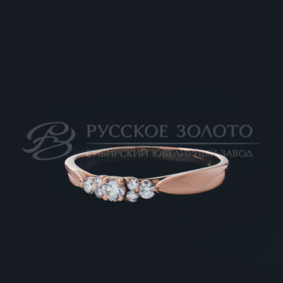 Обручальное кольцо из красного золота, с бриллиантами