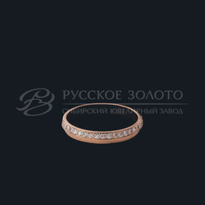 Обручальное кольцо из красного золота, с бриллиантами