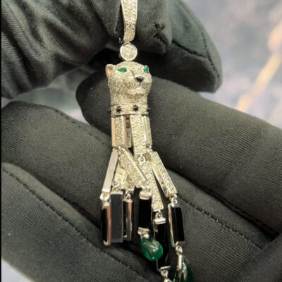 Серьги пантеры из золота 750 пробы